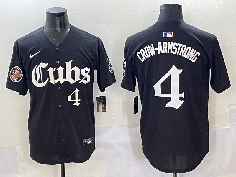 Men 2025 Chicago Cubs #4 Crow-Armstrong Black Five generations Joint Name Nike MLB Jersey style 11->chicago cubs->MLB Jersey